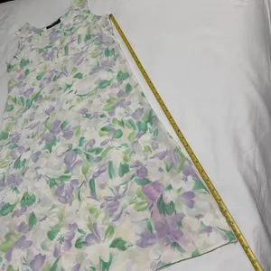 Sag Harbor Midi Dress Sz 6P 6 Petite Pastel Floral Sleeveless Tie Back thumbnail 6