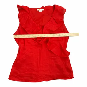Boden Red Ruffled Sleeveless Top Size 8 thumbnail 4