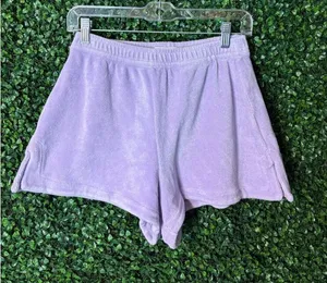 Frankie’s Bikinis Purple Terry Cloth Shorts Sz Medium thumbnail 1