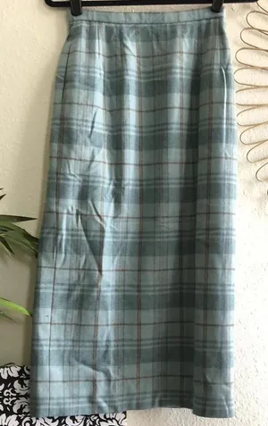 Vintage Pendleton Wool Tartan Plaid Straight Pencil Maxi Skirt Dark Academia Preppy Cottagecore Blue Waist:12.5” Length:32” thumbnail 1
