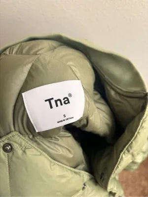 Light Olive Quilted Puffer Jacket TNA Green thumbnail 2