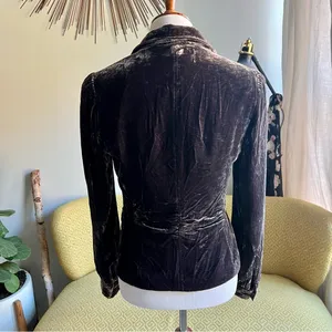 Tahari Women’s Mocha Brown Crushed Velvet Blazer Touch of Silk thumbnail 6