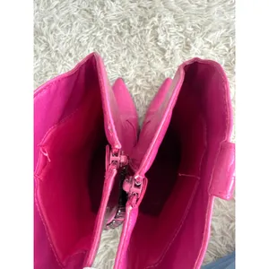 Hot Pink Crocodile Embossed Heeled Cowboy Boots Rhinestone‎ Fringe Women 8 NWOT thumbnail 6