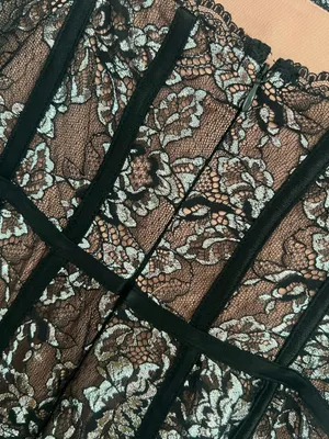 Anthropologie Metallic Floral Lace Midi Dress Cocktail Party Romantic Y2K XS thumbnail 9