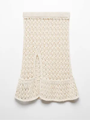 Mango MNG - NWT Ivory off white cream knit Crochet Cover-Up Skirt Swim thumbnail 4