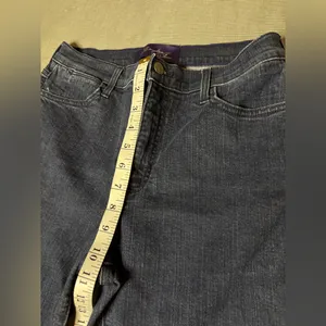 NYDJ Not Your Daughter's Jeans Dark Wash Raw Fray Hem Flare Jeans petite Sz 10P thumbnail 7