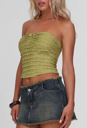 NWT Tiger Mist Rosalyn Top | Size S Textured Strapless Tube Top thumbnail 1