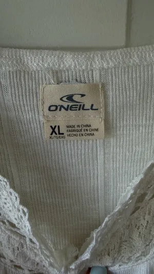 O’Neill White Lace Trim Cami Tank XL Boho Flowy Top thumbnail 5