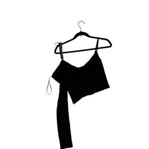 NWT Zara Woman Satin Effect Asymmetric Chain Top Black Top Size M Blogger Fave thumbnail 11