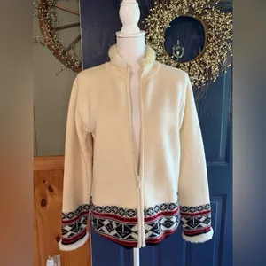 Vintage Pendleton Cream Sweater w/ Black &Red Accents Size S. 100% Virgin Wool thumbnail 3
