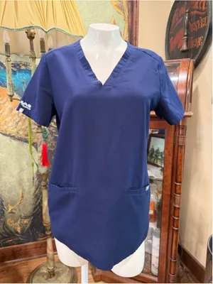FIGS Catarina Scrub Top Women S Navy Blue V-Neck 2-Pocket Surgical Nurse Medical thumbnail 3