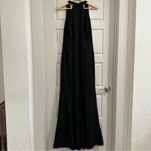 Carmen Marc Valvo Black Deep V Evening‎ Dress Size 8 thumbnail 3