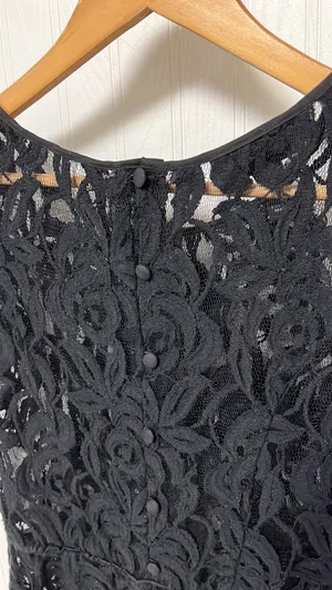 International Concepts Black Lace Peplum Blouse.Buttons thumbnail 8