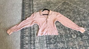 Free people gauze light pink pastel button down blouse M thumbnail 11