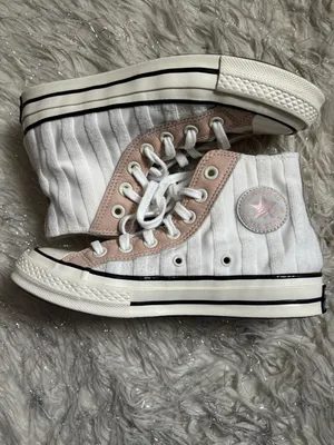 Converse White and Light Pink Women’s Chuck Striped High Top Sneakers Size 5.5US thumbnail 3