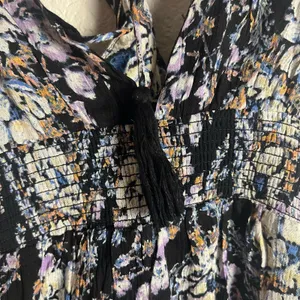 Free People Washed Ashore Black Floral Print Twist Back Mini Dress Size M thumbnail 14