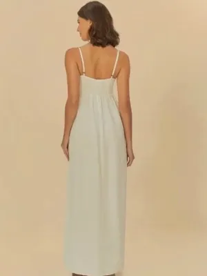 NWOT Farm Rio Linen Blend White Sleeveless Maxi Dress Size XL thumbnail 5