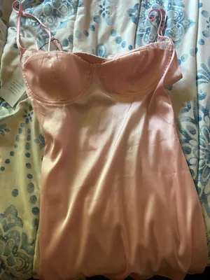 Revolve Pink Mini Dress Satin Slip Medium thumbnail 2
