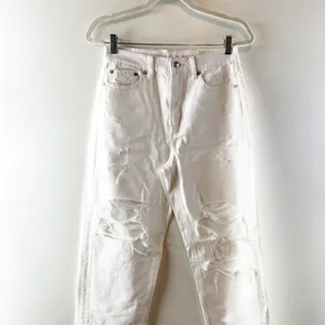 American Eagle Highest Rise Distressed Baggy Straight Leg Jeans White 2 thumbnail 6