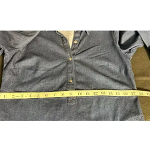 J. Jill Denim ShirtDress Blue Cotton Blend Roll Tab Sleeve XS Petite Knee length thumbnail 10