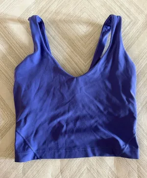 Lululemon Purple Cropped Tank Top Built-In Bra Size 0 V Neck Yoga Workout thumbnail 1
