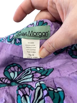 Sara Morgan Floral Print Shift Dress Purple Size M Vacation Summer Beach Coastal thumbnail 3