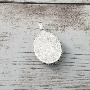 Vintage Pendant - Midnight Blue with Silver Tone Halo - No Chain Included thumbnail 3