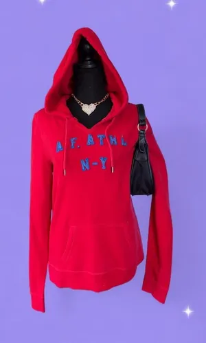 Vintage Y2K Abercrombie & Fitch Preppy Collegiate 00s Red Hoodie size small thumbnail 1
