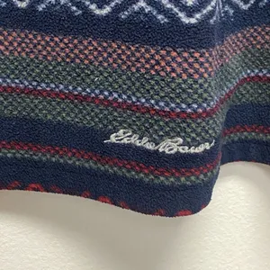 Eddie Bauer Pullover 3/4 Zip Woman 2XL Navy Blue Geo Print Stripe Sweater Fleece thumbnail 4