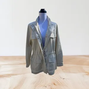 GAP Women Utility Jacket New Ivory Size L Drawstring Waist thumbnail 2