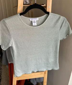Urban Outfitters sparkly light green crop top thumbnail 1