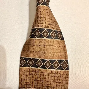 J Ferrar Vintage Silk Tie Men's Brown Geometrics Office Elegant Necktie Classic thumbnail 9