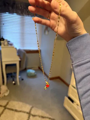 Gold teddy bear and heart necklace from evry jewels thumbnail 2