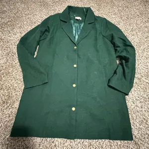 Andree by Unit Womens Forest Green Faux Suede Long Blazer Coat Jacket Large thumbnail 1