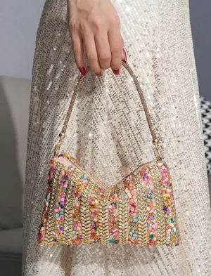Multicolor Gold Rhinestone Handbag Purse thumbnail 4