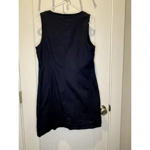 Women’s Banana Republic Linen Blend Button Dress Square Neck Large Navy Blue thumbnail 4