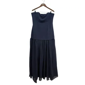 Showpo Strapless Ruched Fit And Flare Jocelyn Maxi Dress in Navy size 14 NWT thumbnail 2