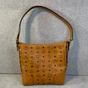 Discontinued MCM Klara Monogram Visetos Hobo Cognac Brown‎ Leather Luxury FLAW thumbnail 12