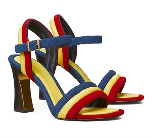 Tory Burch Multicolor Strappy Block Heel PUFFED UP SANDAL Size 7 thumbnail 1