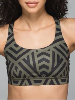 Lululemon Energy Bra in Chevron Shuffle Fatigue Green Black 4 thumbnail 1