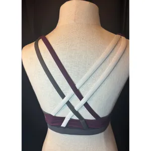 Lululemon Free To Be Wild Sports Bra Striped Purple Grey Strappy Yoga Bra thumbnail 3