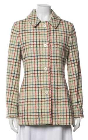 Coach wool plaid print coat thumbnail 1