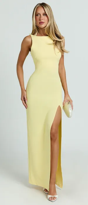 New Showpo Indi Maxi Dress Boat Neck Bodycon Dress Size Large MSRP $129 thumbnail 1