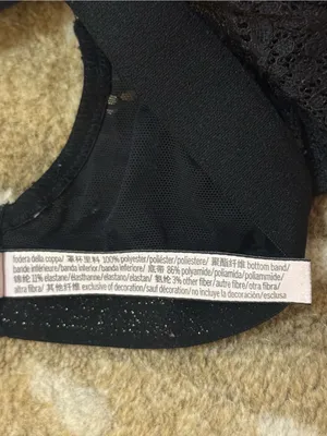 Victoria’s Secret Lightly Lined Demi Bra Black Lace Logo Band 34DD thumbnail 10