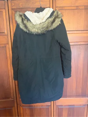 Abercrombie & Fitch Black Hooded Puffer Parka Faux-Fur Trim Sherpa Lined size M thumbnail 2