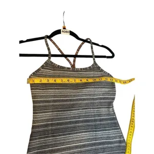 Lululemon y shaped power tank top activewear gray striped size 4 thumbnail 6