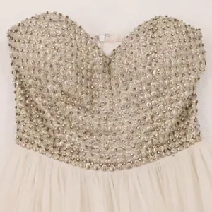 Beaded Crystal Tulle‎ Strapless Gown Womens Size 0 Prom Formal Y2K Wedding Dress thumbnail 2