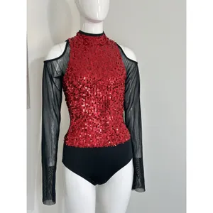 Weissman Dance Leotard Women’s Adult Medium MA Sequin Costume Long Sleeve thumbnail 2