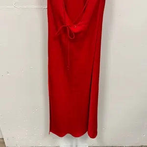 NWT Fabletics Satin Slip Midi Halter Dress Lace Up Back Red‎ Medium thumbnail 7