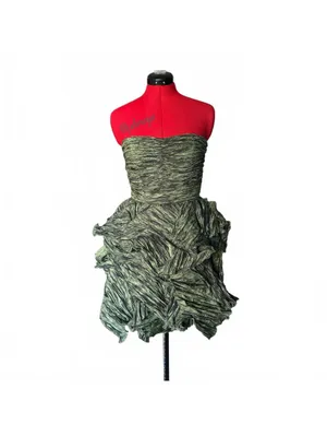 Mignonne Gavigan MIGNON Women's Mini Strapless Green Taffeta Fairy Formal Party Dress Size 8 thumbnail 3